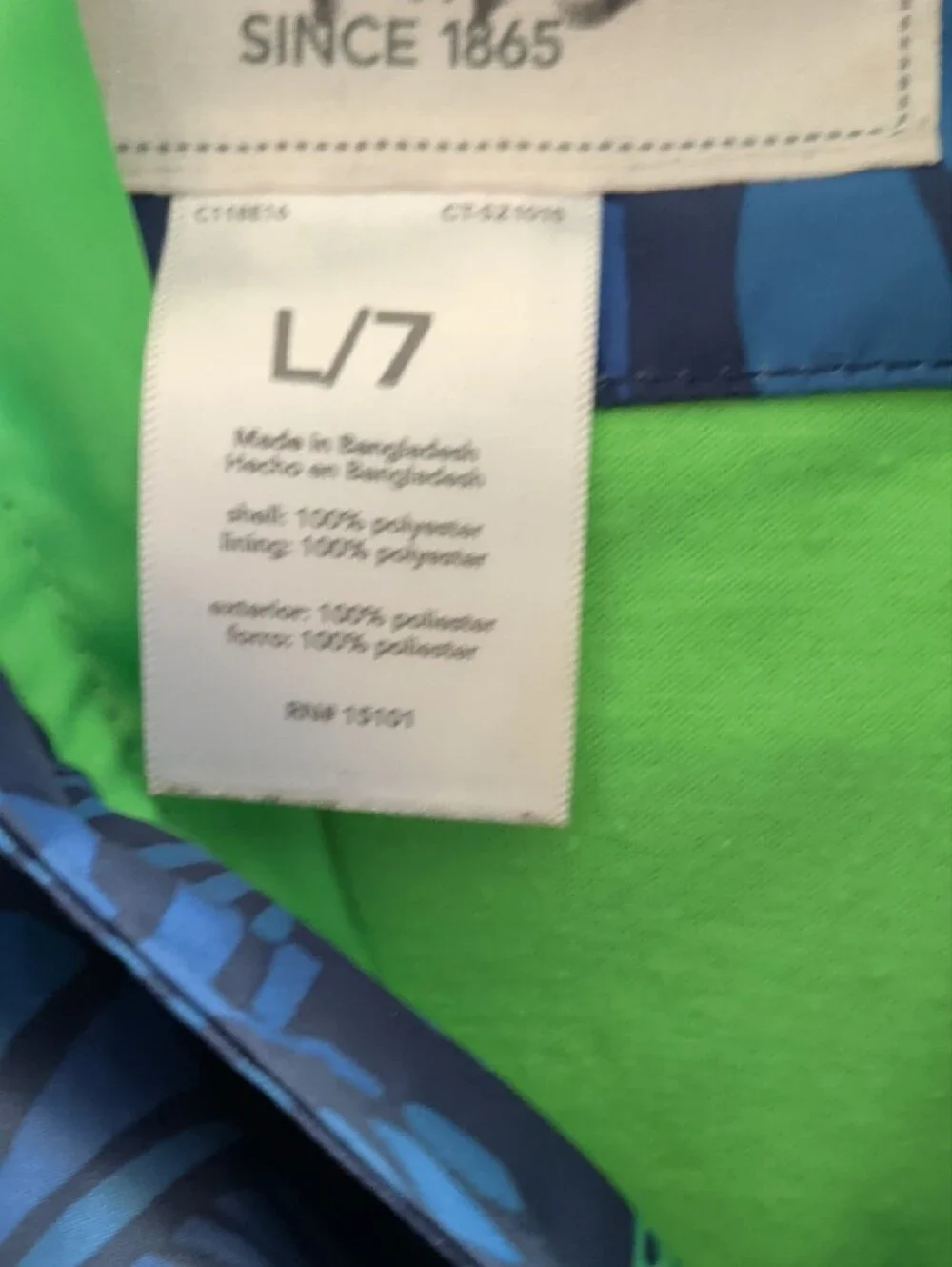 Carter's Kids Lined Raincoat - Navy with Lime Green Leaf Print